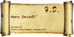 Henz Dezső névjegykártya
